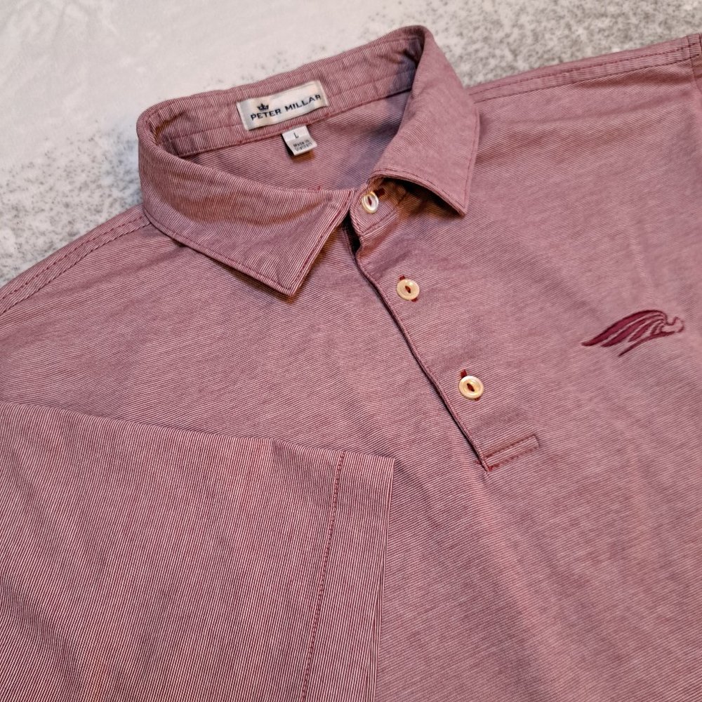 Peter Millar Men's Summer Comfort Golf Polo - Size L - Red Golf Club Logo